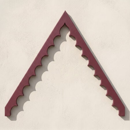 Accoya wood bargeboards with decorative scalloped edge, painted finish, for exterior roofline.