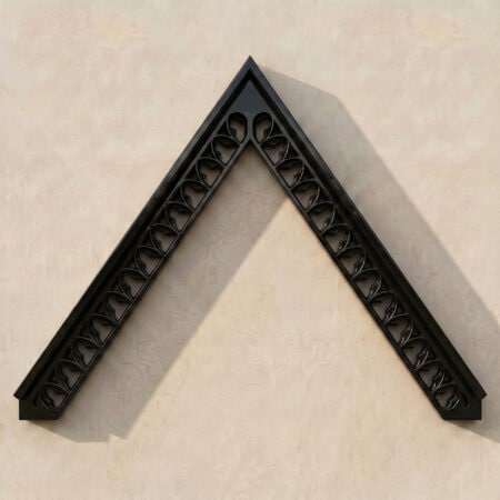 Accoya bargeboards with decorative cut-out design, painted black, for exterior roofline application.