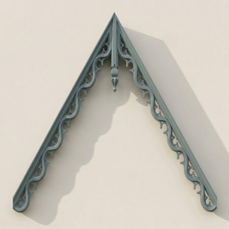 Accoya wood bargeboards with intricate scrollwork, painted finish, suitable for traditional roofline.