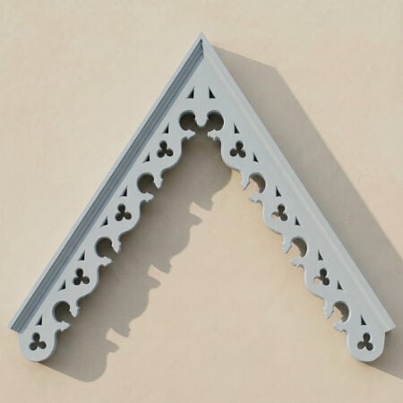 Accoya bargeboard with decorative cutouts, painted finish, suitable for traditional rooflines.