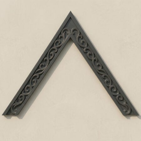 Accoya bargeboards with ornate scroll design, painted finish, for exterior roofline decoration.