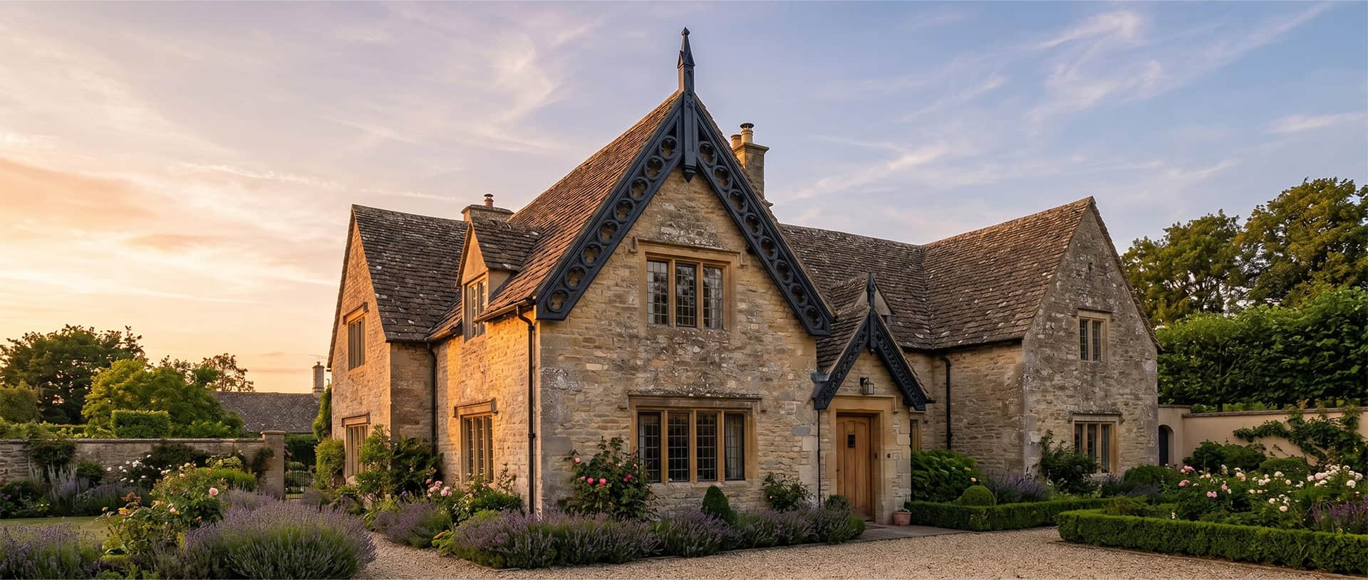 Accoya wood bargeboards with painted finish on a traditional UK cottage roofline.
