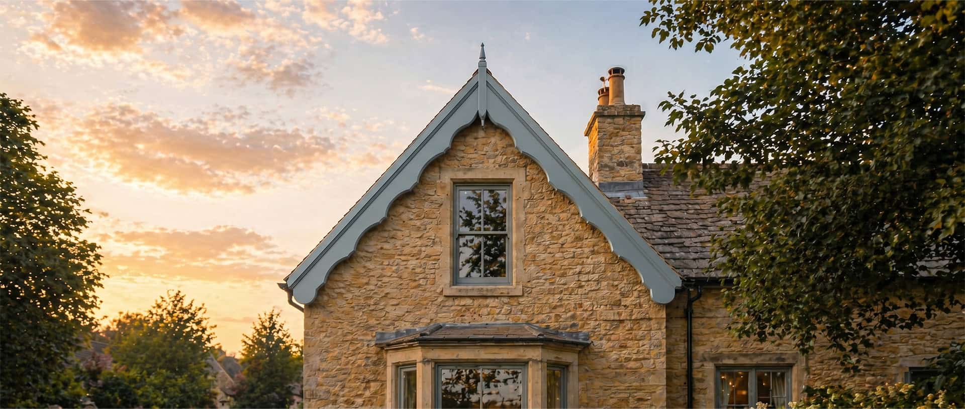 Accoya wood bargeboards with painted finish on traditional gabled roofline.