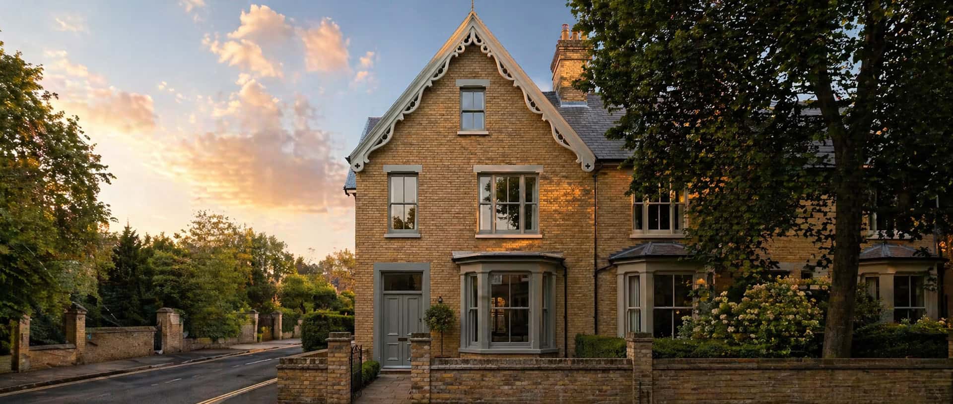 Accoya bargeboards with decorative design, painted finish, on a traditional UK roofline.